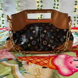 Louis Vuitton Takashi Murakami Black Monogram Multicolore Judy MM Shoulder Bag